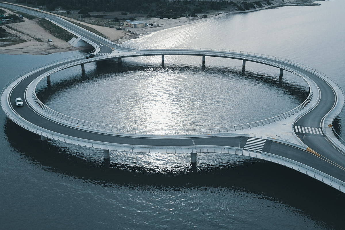 Round bridge over water